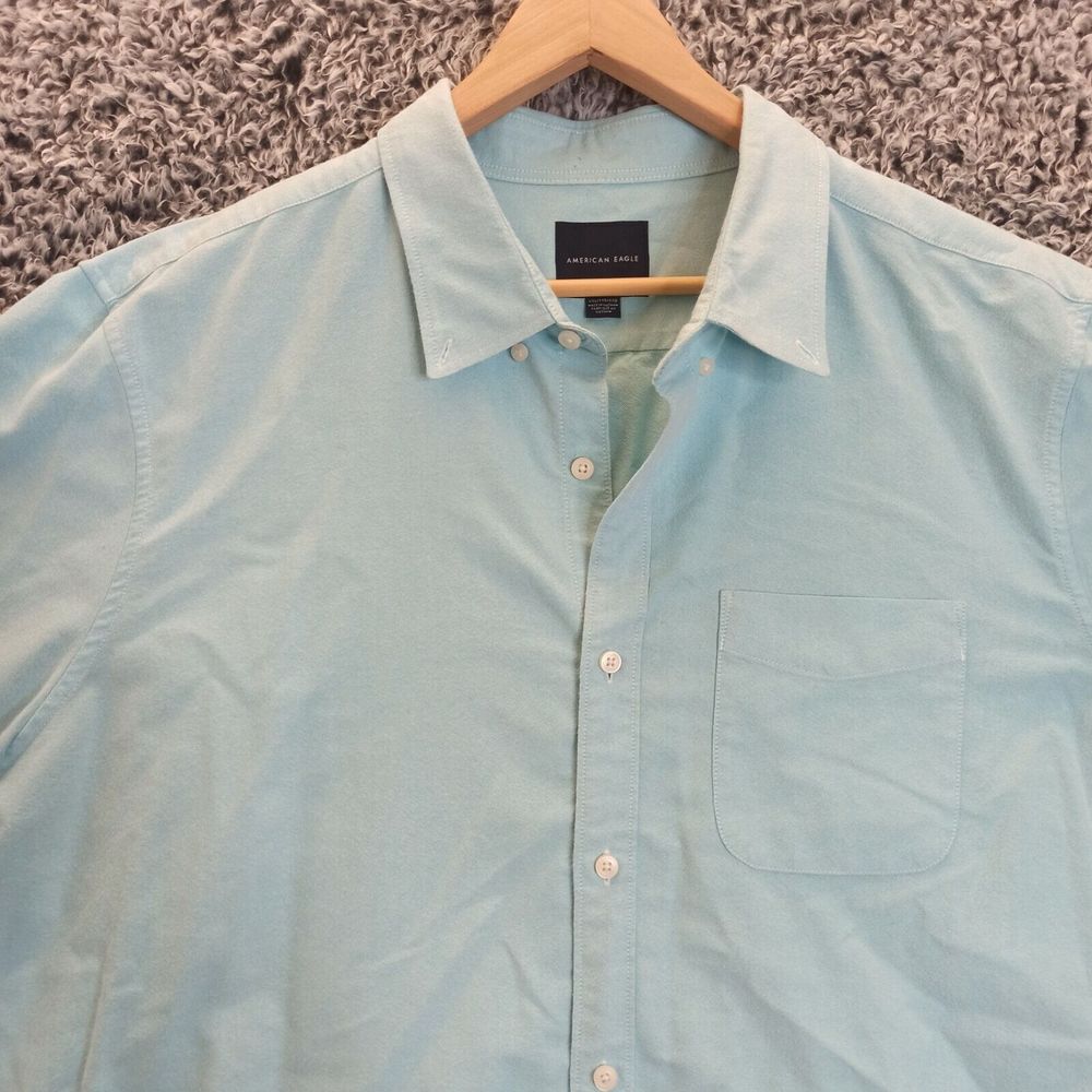 American Eagle Shirt Men 2XL XXL Blue Casual Button Down Collar Long Sleeve - Picture 2 of 8